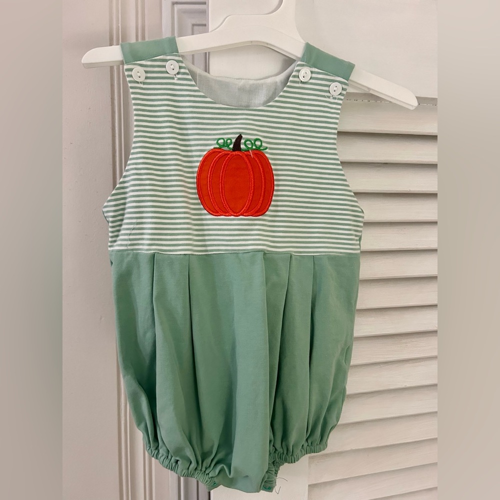 Embroidered Pumpkin harvest Halloween fall bubble 18M • Southern Taters